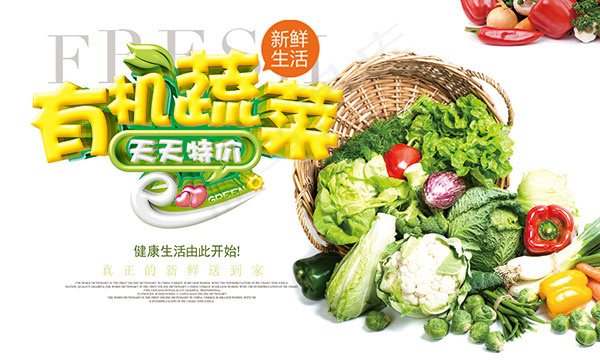 有机蔬菜促销海报(5906X3543(DPI:100))psd模版下载