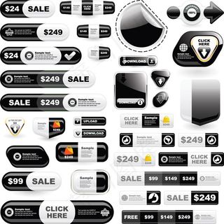 黑色网页按钮图标,免抠元素