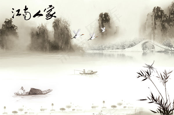 江南人家水墨