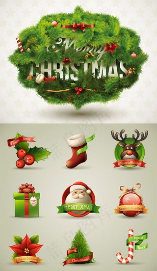 圣诞图标标签