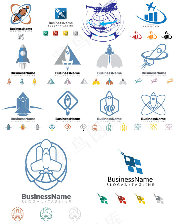 火箭图标LOGO,免抠元素eps,ai矢量模版下载