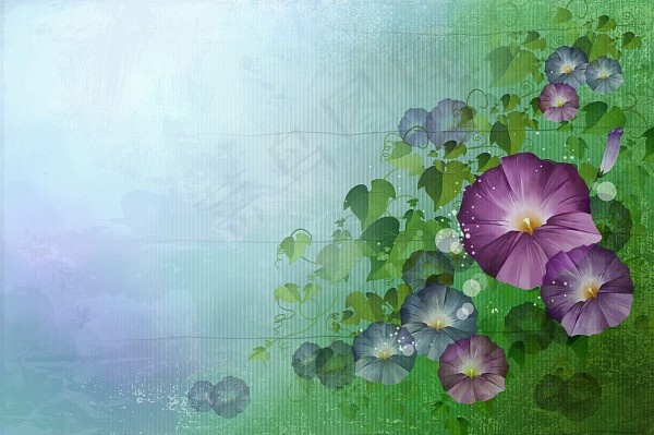梦幻喇叭花背景,背景元素(4992X3320(DPI:300))psd模版下载
