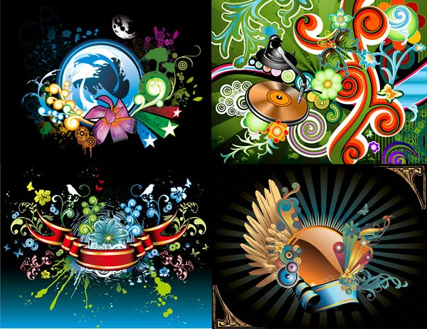 花纹与潮流元素eps,ai矢量模版下载