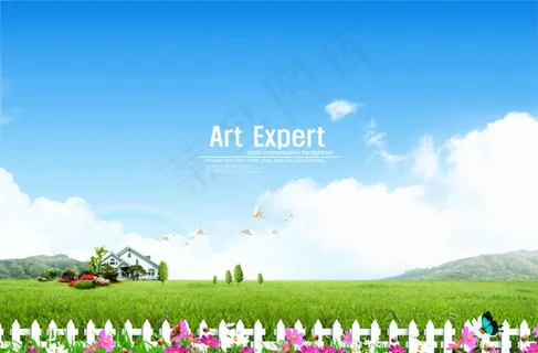 春天山野田园风光