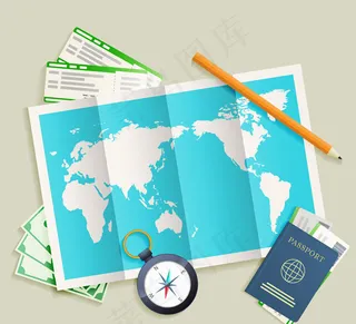 地图旅行物品矢量