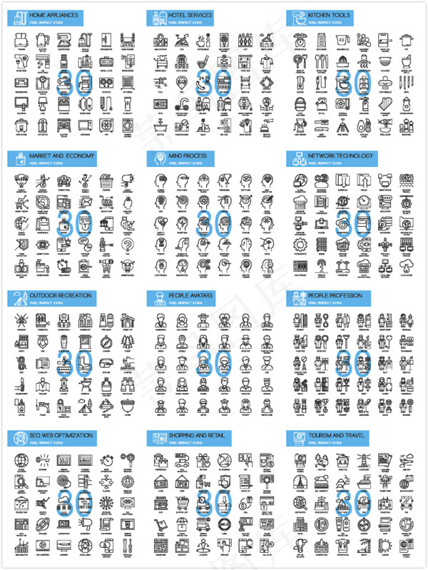 简约线性图标,免抠元素