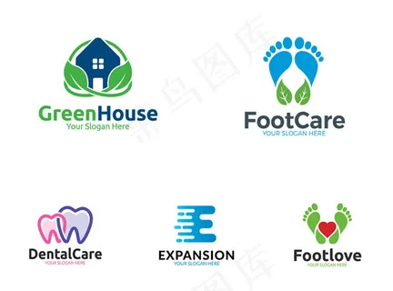 牙齿绿叶元素标志