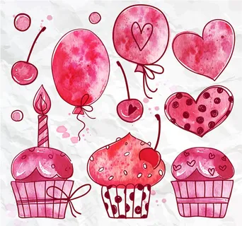 气球和蛋糕矢量