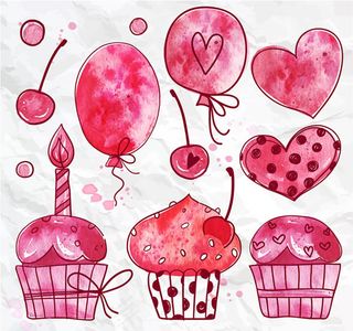 气球和蛋糕矢量