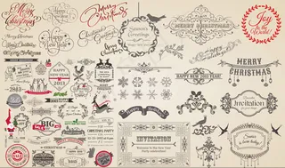 圣诞节花纹与花边