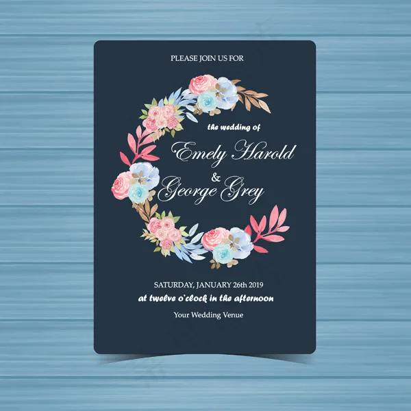 花卉婚礼邀请函eps,ai矢量模版下载