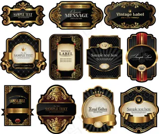 黑色金边标签,免抠元素