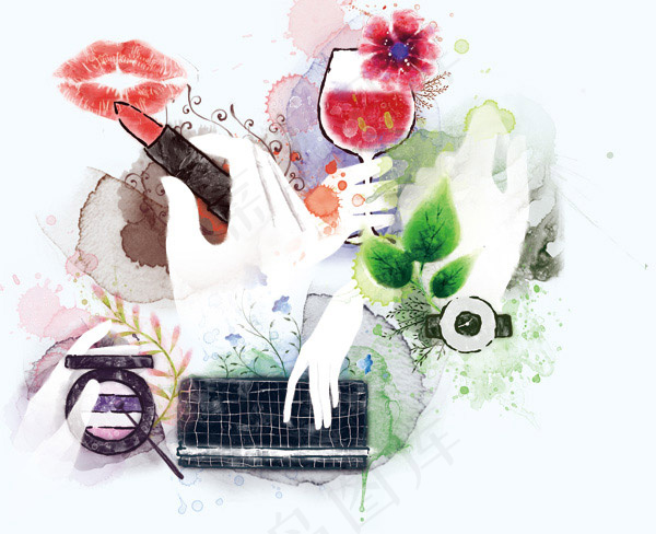 时尚水彩女性元素