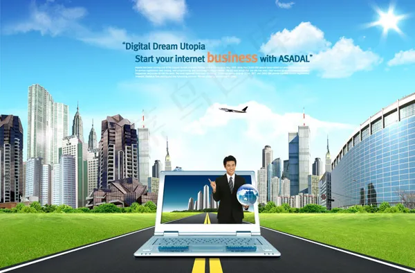 韩国电子科技,背景元素(3500X2300(DPI:300))psd模版下载