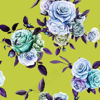 复古手绘彩色花朵