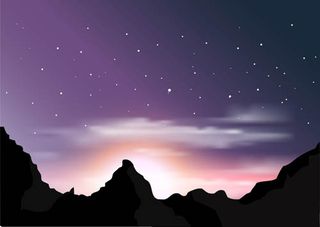 黄昏山峦霞光风光