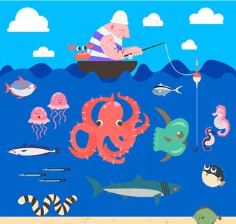 海上垂钓的男子