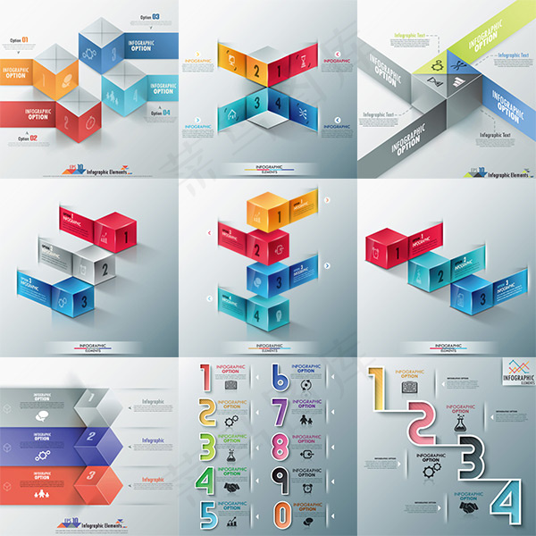 立体商务信息矢量,背景元素