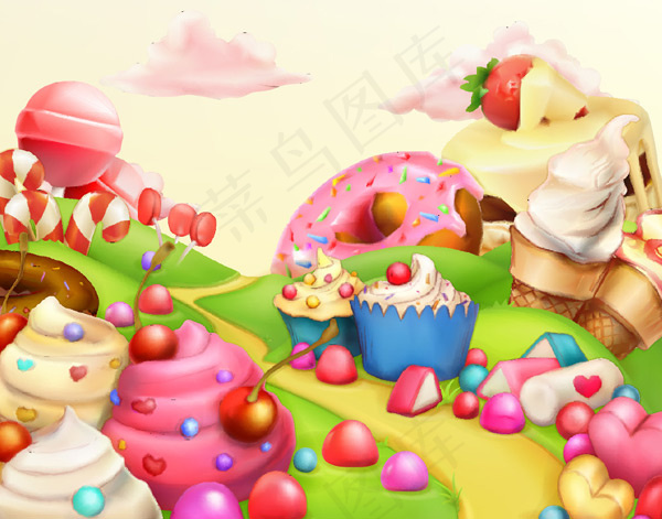 梦幻3D甜品乐园eps,ai矢量模版下载