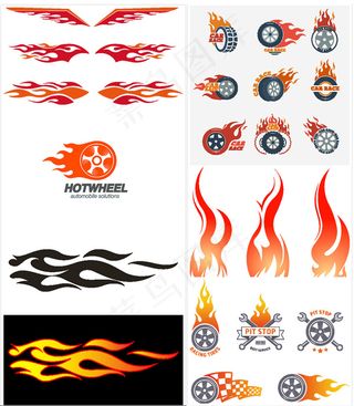 火焰车轮潮流图案