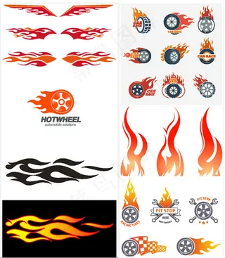 火焰车轮潮流图案