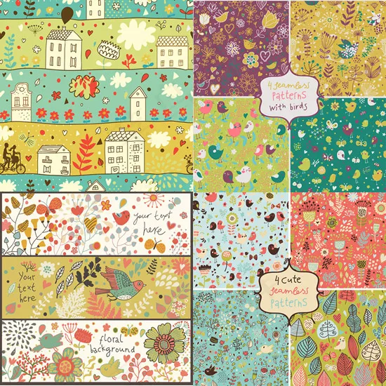 可爱手绘背景eps,ai矢量模版下载