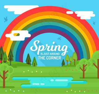 春季郊外彩虹风景