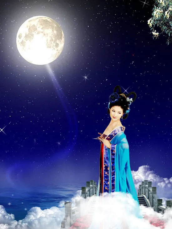 明月高悬美女(2363X3150(DPI:50))psd模版下载