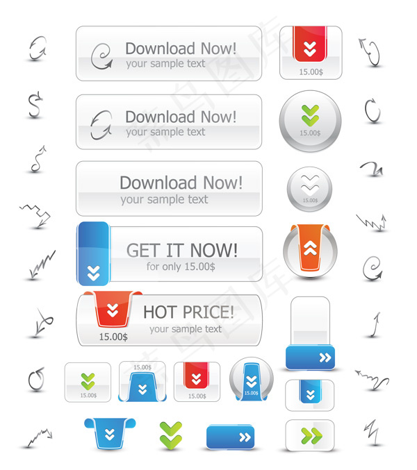 精美网页按钮eps,ai矢量模版下载