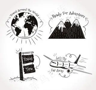 手绘旅行语元素