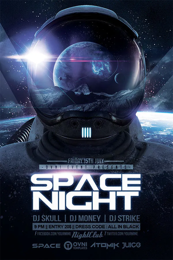 太空之夜酒吧海报(3543X5315(DPI:150))psd模版下载