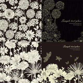 黑白线稿背景,背景元素