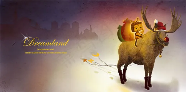 骑着驯鹿的方盒小人