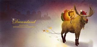 骑着驯鹿的方盒小人