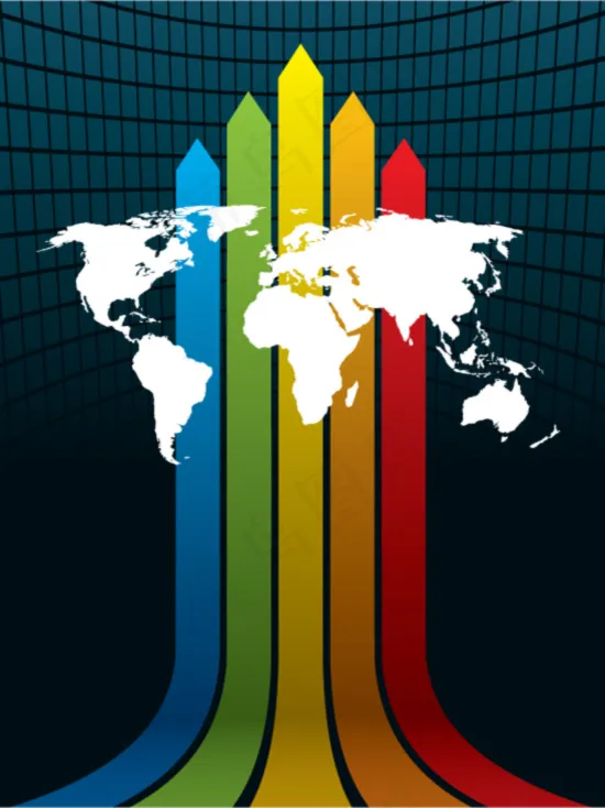 彩虹线条世界地图eps,ai矢量模版下载