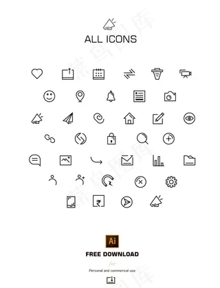 社交媒体线性图标,免抠元素