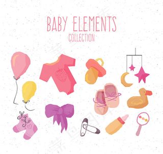 彩绘婴儿用品矢量