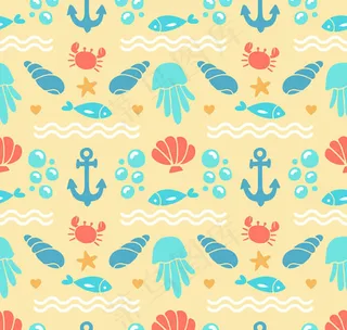 海洋元素无缝背景