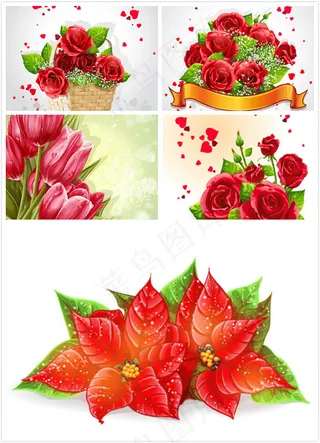 逼真质感鲜花,背景元素