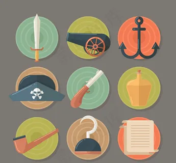 圆形海盗元素图标