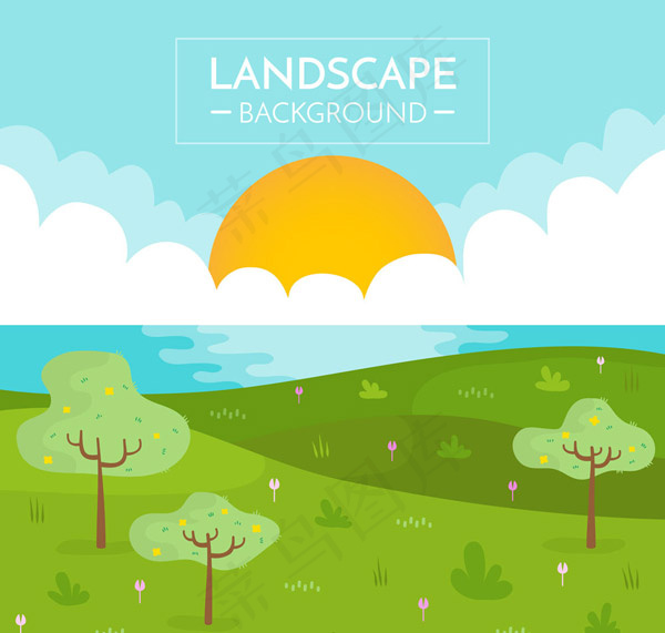 大海和草地风景