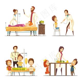 儿童和医生卡通,背景元素