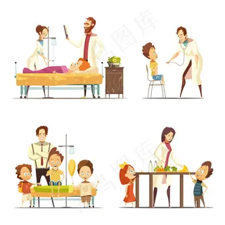 儿童和医生卡通,背景元素