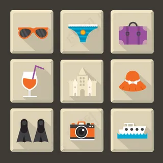 沙滩度假图标,免抠元素 沙滩度假图标,免抠元素