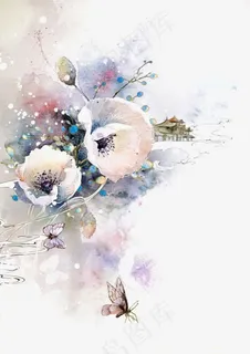 水彩古风花朵 水彩古风花朵