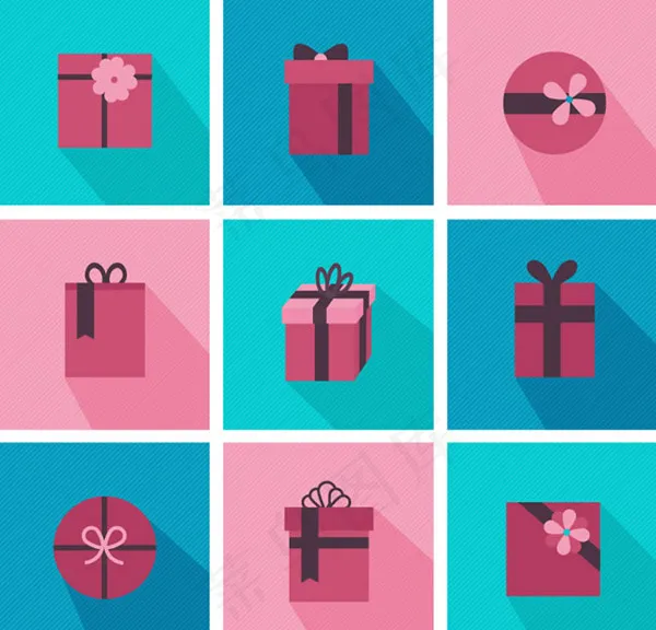 红色礼盒图标,免抠元素ai矢量模版下载