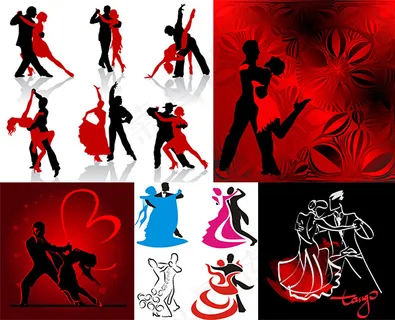 舞姿动作男女矢量