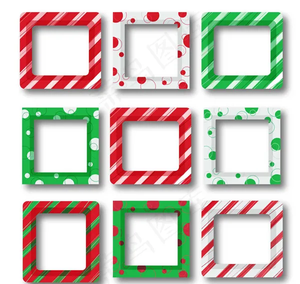 圣诞花纹照片边框ai矢量模版下载