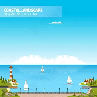 卡通海岸风景