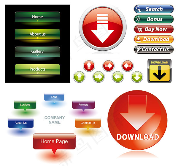 页设计按钮图标,免抠元素